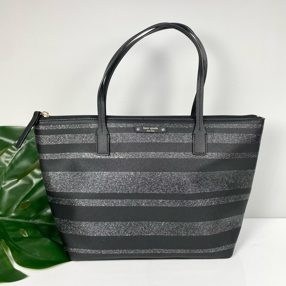 kate spade Handbags - Kate Spade New York Hani Haven Lane Sparkly Small Striped Tote Bag Purse